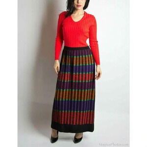 LANVIN Sports  Wear Long Sleeve 100% Wool Knit Long Dress Vintage 70’s Size 8